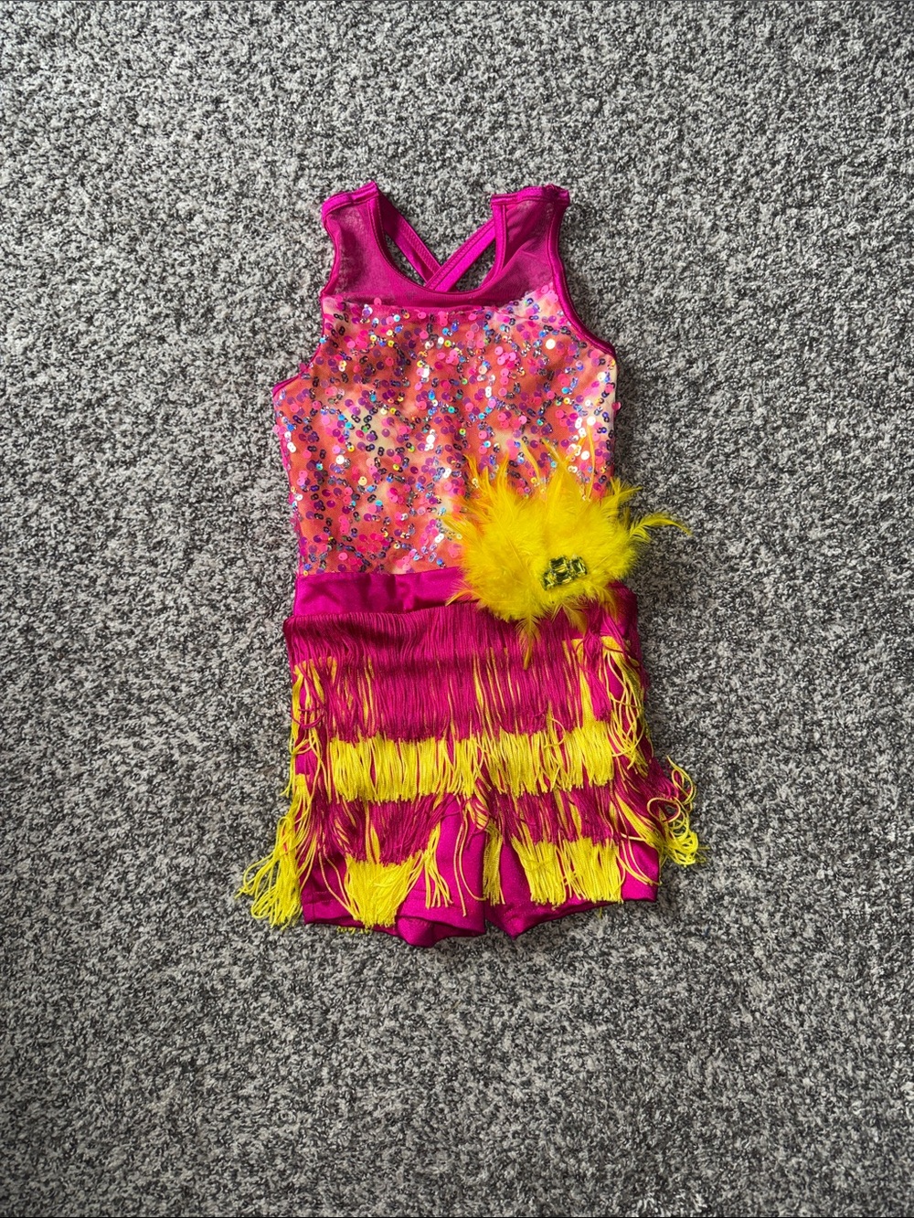 Hot Pink and Yellow Sequin Fringe Kids Costume